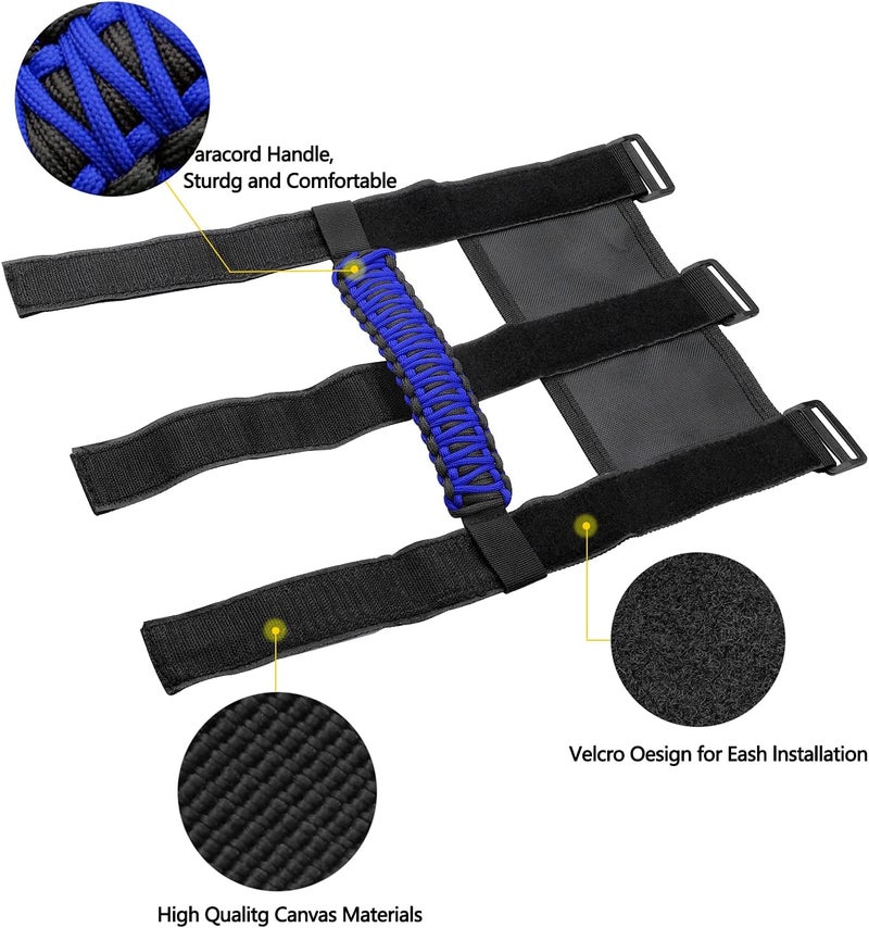 Bentolin 4x Roll Bar Grab Handles Grip Handle for Jeep Wrangler YJ TJ JK JKU JL JLU Sports Sahara Freedom Rubicon Unlimited X Gladiator JT 1955-2022 UTV ATV Paracord Handles Interior Accessories (Blue) - Image 2